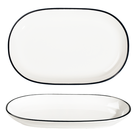 MODEST BLACK OVAL PLATTER 33 X 21CM / 13"" X 8.25"" PK 6