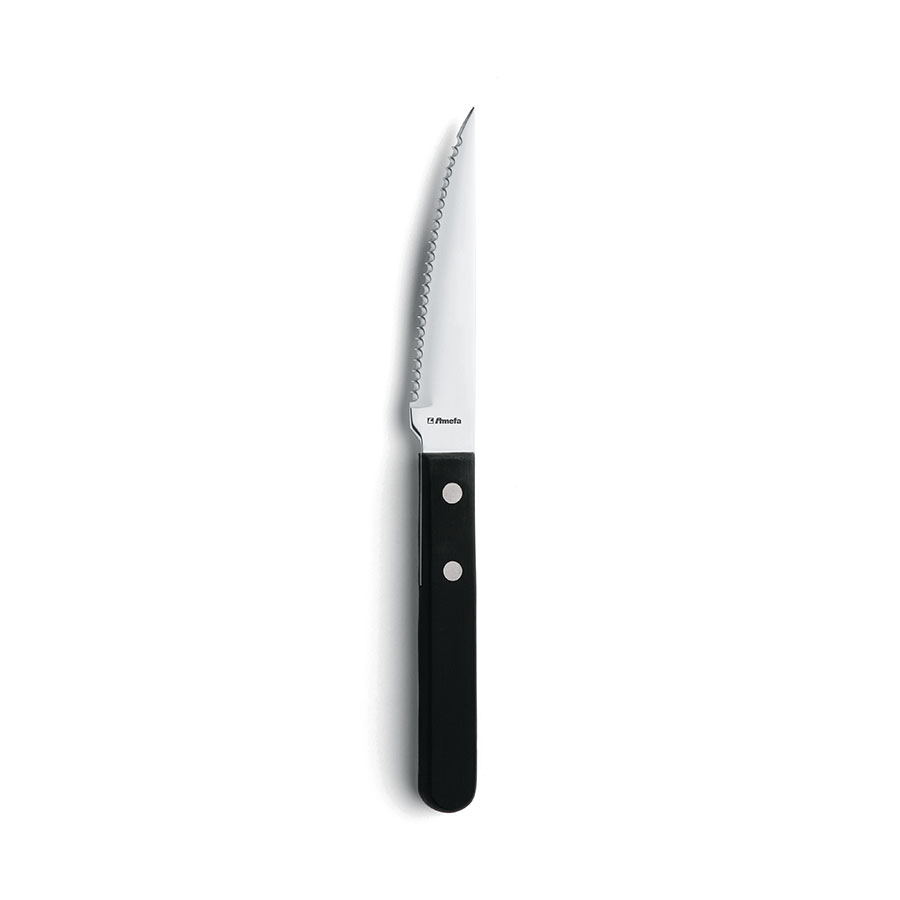 Amefa Saloon 18/10 Stainless Steel Black wood Handled Steak knife PK 12