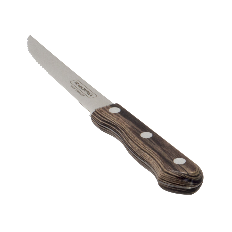 Stainless Steel Steak Knife 3 Stud Wooden Handle PK 12