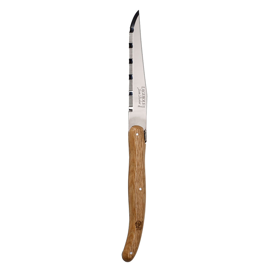 Laguiole 18/10 Stainless Steel Oak Handle Steak Knife Serrated Blade PK 6