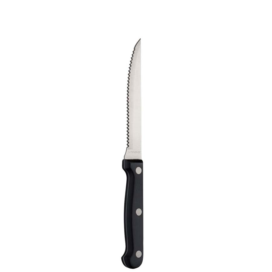 Utopia Black Handled Steak Knife PK 12