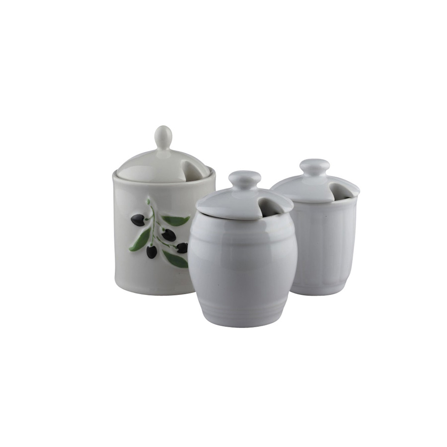 Mustard Pot With Notched Lid Porcelain 7 x 9cm PK 4