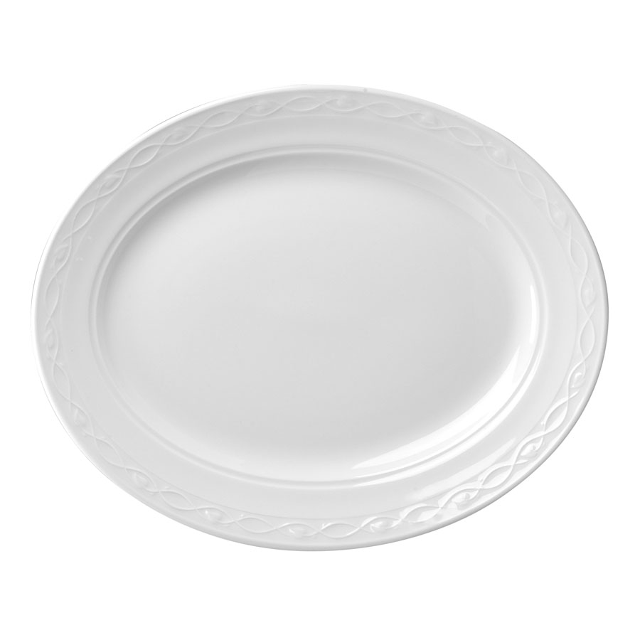 Churchill Chateau Blanc Vitrified Porcelain White Oval Platter 35.6cm PK 1