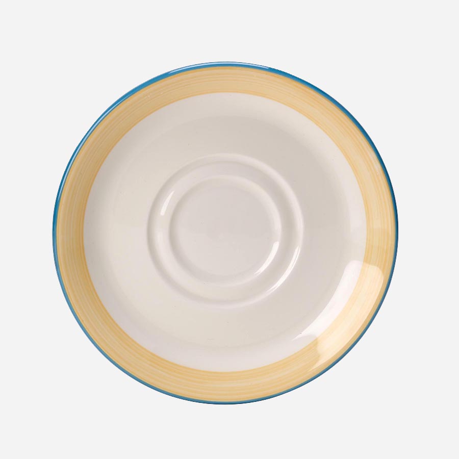 Steelite Rio Vitrified Porcelain Round Yellow Double Well Saucer 14.5cm PK 1