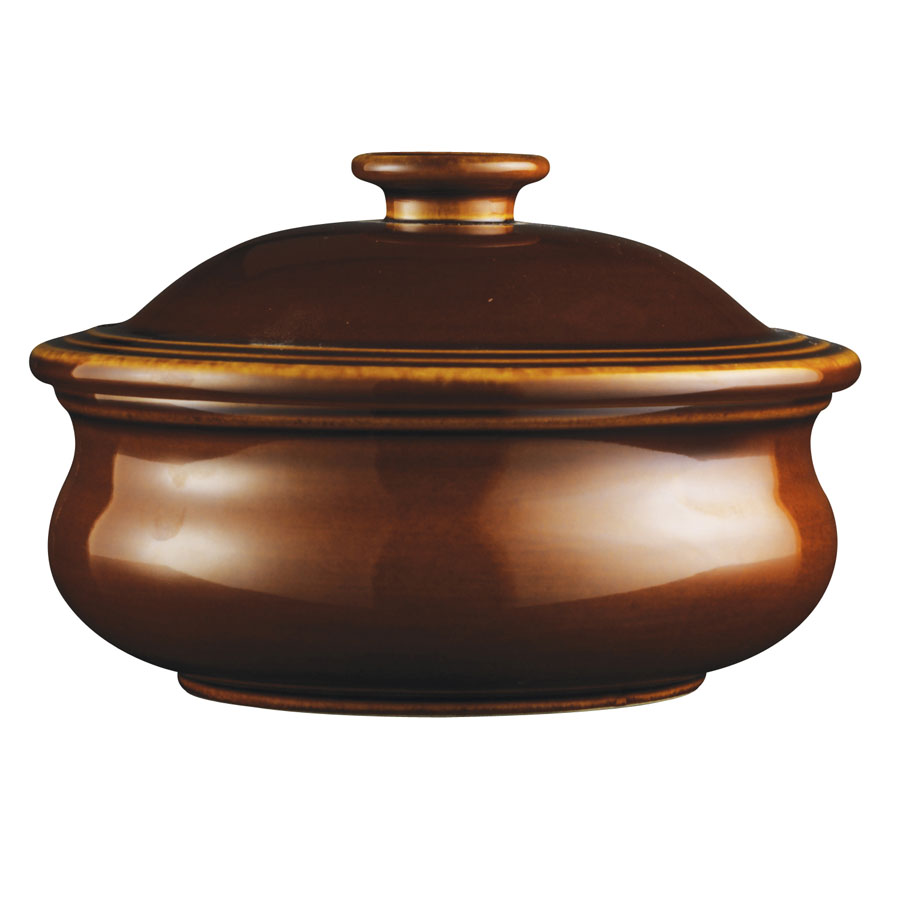 Churchill Art De Cuisine Porcelain Menu Cookware Brown Lidded Stew Pot 14cm 43cl 15.1oz PK 1