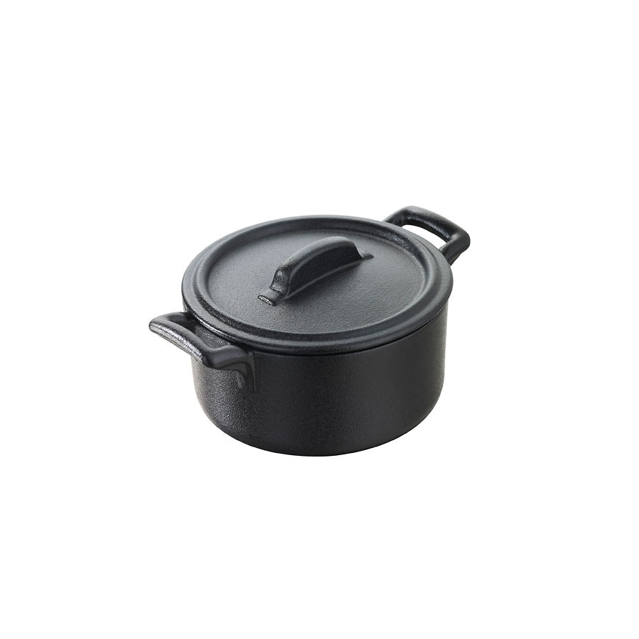 Revol Belle Cuisine Ceramic Black Round Cocotte With Lid 10x7cm 20cl PK 1