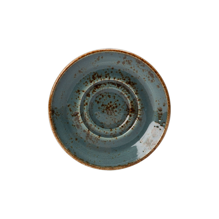 Steelite Craft Vitrified Porcelain Blue Round Double Well Saucer 14.5cm PK 1