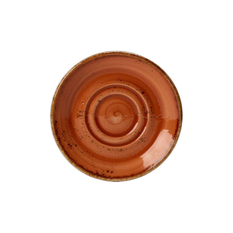 Steelite Craft Vitrified Porcelain Terracotta Round Double Well Saucer 14.5cm PK 1