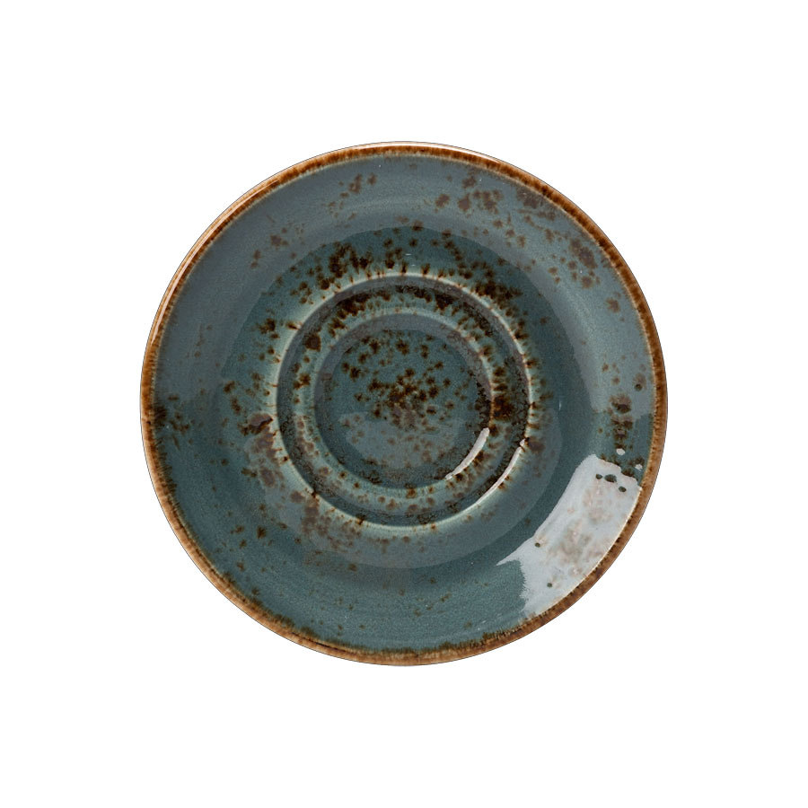 Steelite Craft Vitrified Porcelain Blue Round Saucer Double Well Slimline 16.5cm PK 1