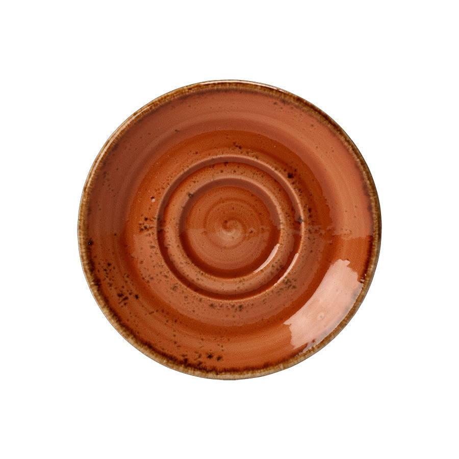 Steelite Craft Vitrified Porcelain Terracotta Round Double Well Slimline Saucer 16.5cm PK 1