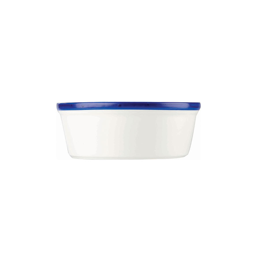 Churchill Retro Blue Vitrified Porcelain White Round Large Ramekin 9cm 19.5cl 6.9oz PK 1