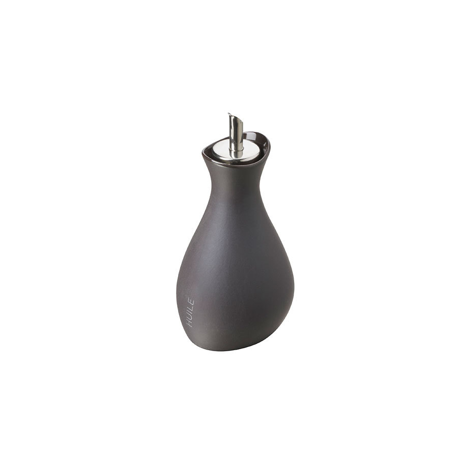 Revol Likid & Solid Ceramic Black Oil Cruet With Pourer 16.5x8.3x7.9cm 25cl PK 1