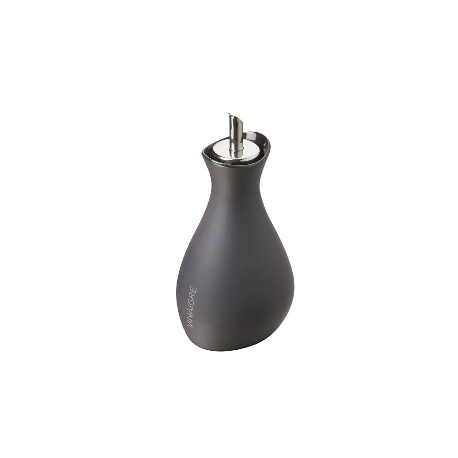Revol Likid & Solid Ceramic Black Vinegar Cruet With Pourer 16.5x8.3x7.9cm 25cl PK 1