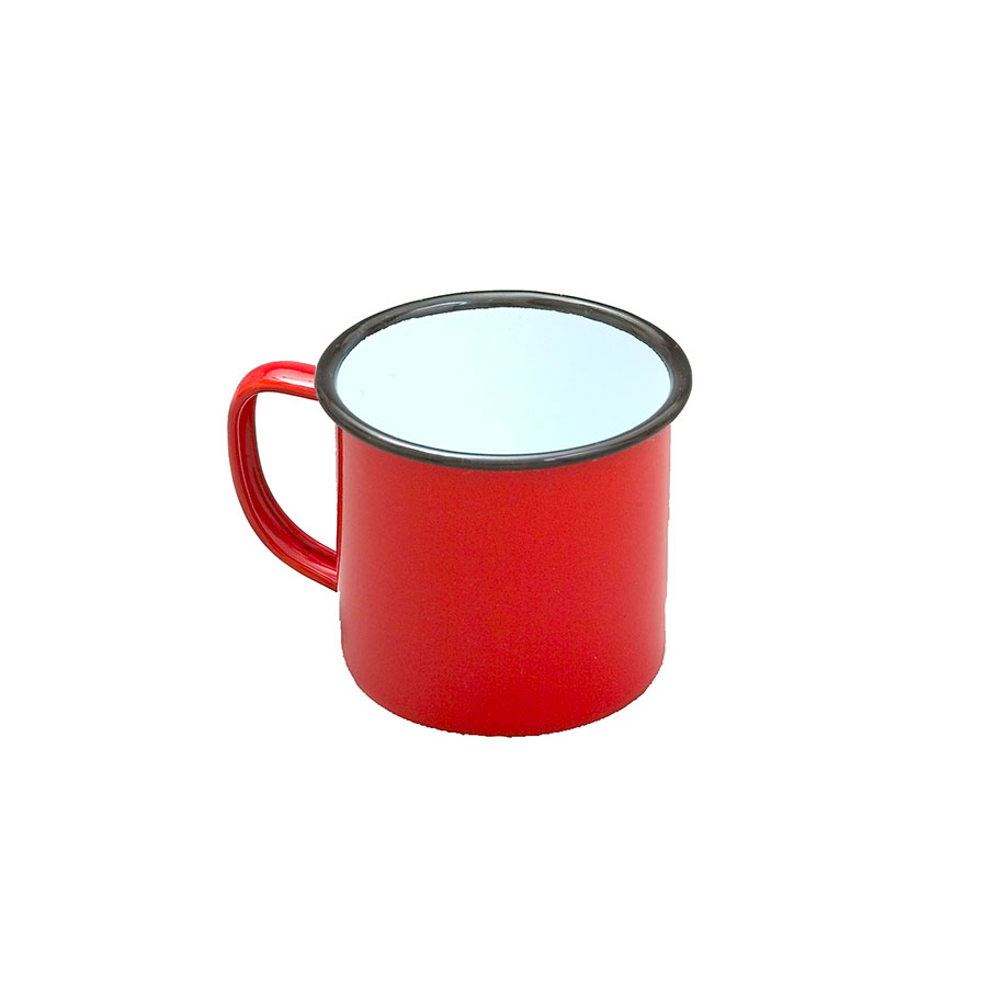 FALCON HOUSEWARES ENAMEL RED MUG WITH BLACK RIM 8CM PK 1