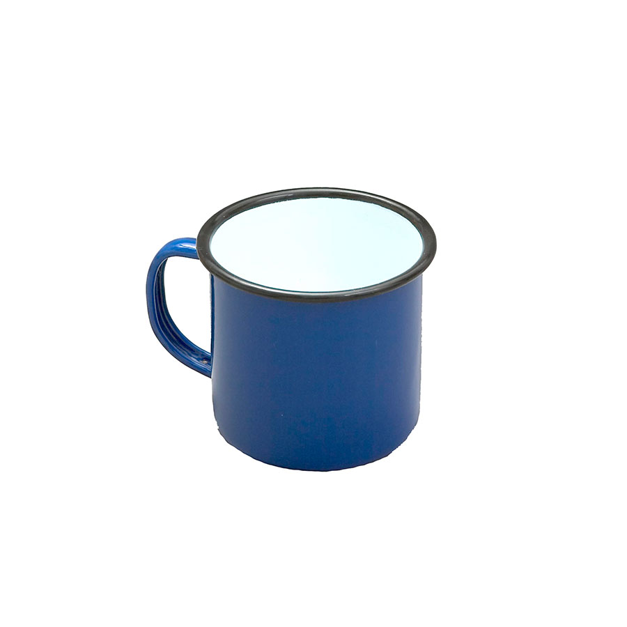 FALCON HOUSEWARES ENAMEL BLUE MUG WITH BLACK RIM 8CM PK 1