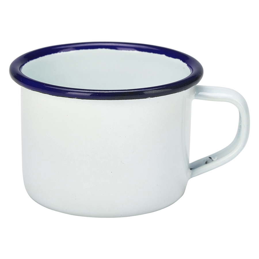 GENWARE ENAMEL MUG WHITE WITH BLUE RIM 12CL 4.2OZ PK 12