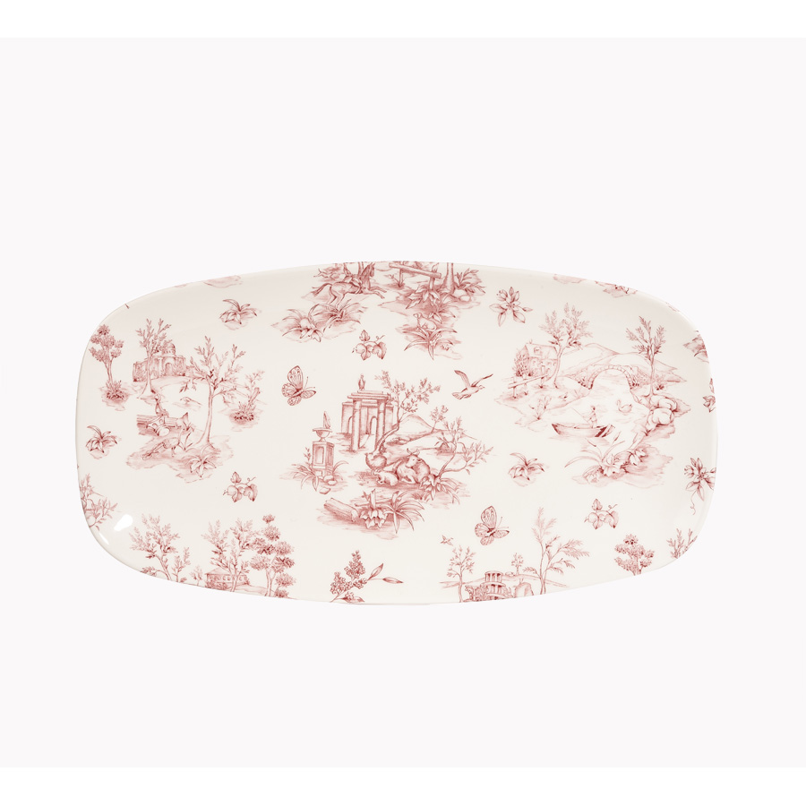 Churchill Vintage Prints Vitrified Porcelain Cranberry Toile Oblong Platter 29.8x15.3cm PK 1