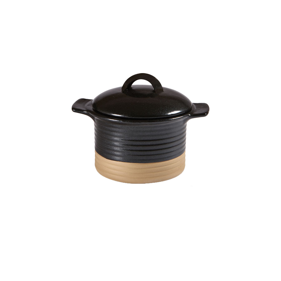 Churchill Art De Cuisine Igneous Stoneware Black Cocotte And Lid 14x7cm 35cl 12.3oz PK 1