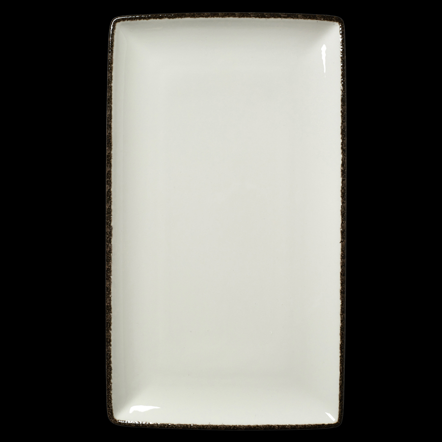 Steelite Charcoal Dapple Vitrifird Porcelain Rectangle Three 33cmx19cm PK 1