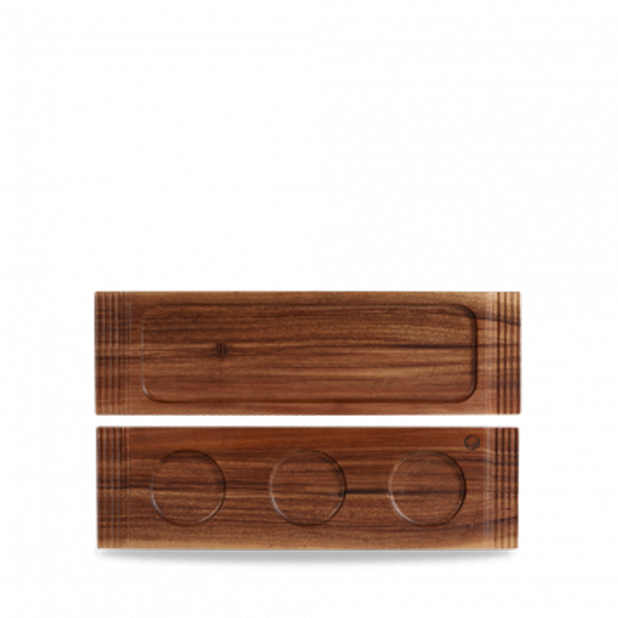 Churchill Art De Cuisine Rustic Acacia Wood Rectangular Double Handled Board 40x11cm PK 1