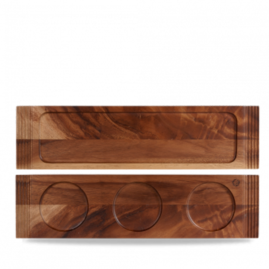 Churchill Art De Cuisine Rustic Acacia Wood Rectangular Double Handled Board 49.5x13cm PK 1