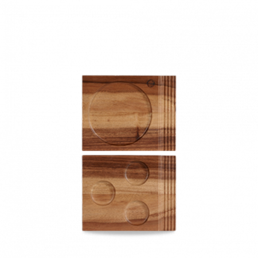Churchill Art De Cuisine Rustic Acacia Wood Rectangular Handled Board 17.7x14.2cm PK 1
