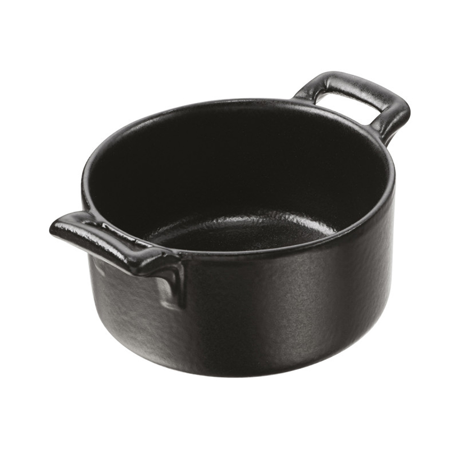Revol Belle Cuisine Ceramic Black Round Handled Ramekin 7.2x3.5cm 8cl PK 1