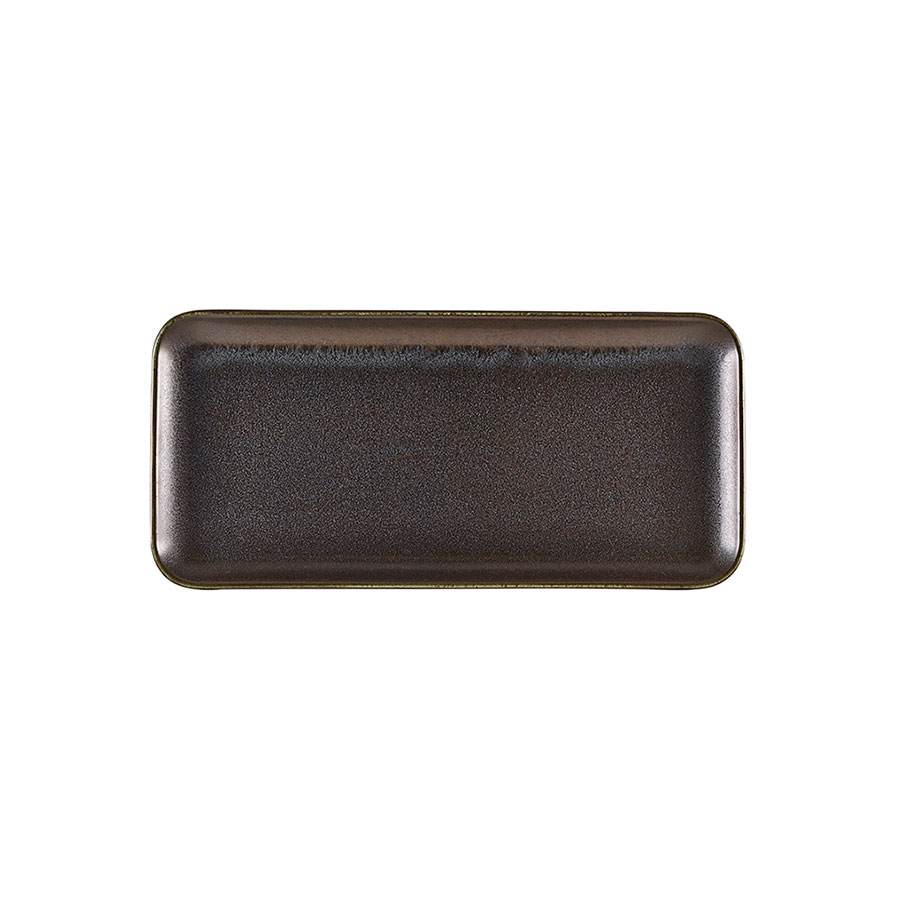 Genware Terra Porcelain Cinder Black Narrow Rectangular Platter 27x12.5cm PK 1