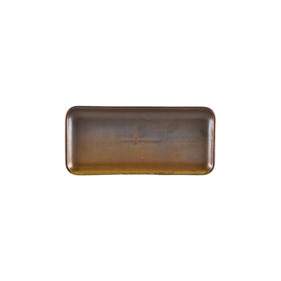 Genware Terra Porcelain Ructic Copper Narrow Rectangular Platter 27x12.5cm PK 1