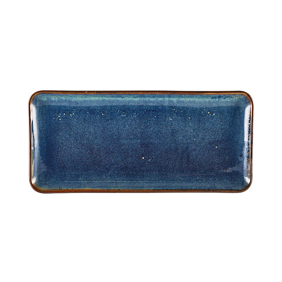Genware Terra Porcelain Aqua Blue Narrow Rectangular Platter 30x14cm PK 1