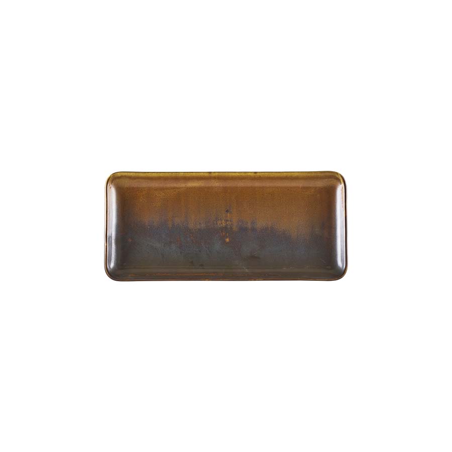 Genware Terra Porcelain Ructic Copper Narrow Rectangular Platter 30x14cm PK 1