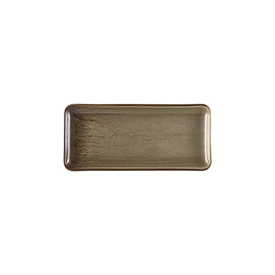 Genware Terra Porcelain Smoke Grey Narrow Rectangular Platter 30x14cm PK 1