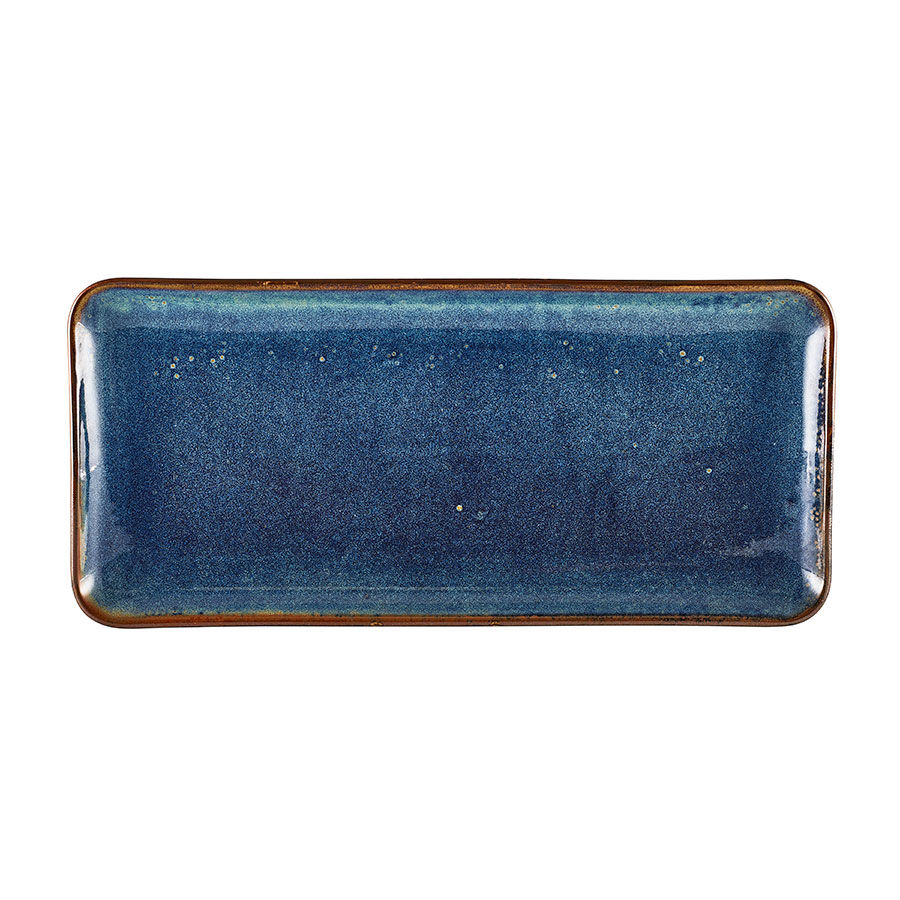 Genware Terra Porcelain Aqua Blue Narrow Rectangular Platter 36x16.5cm PK 1