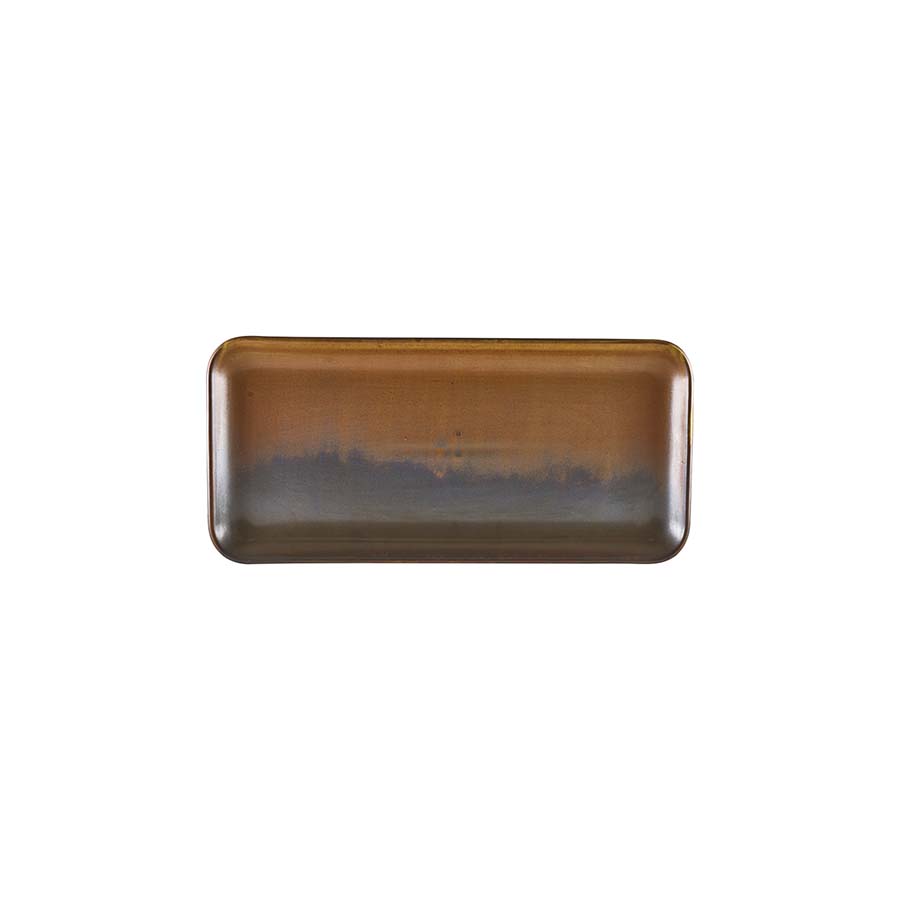 Genware Terra Porcelain Rustic Copper Narrow Rectangular Platter 36x16.5cm PK 1