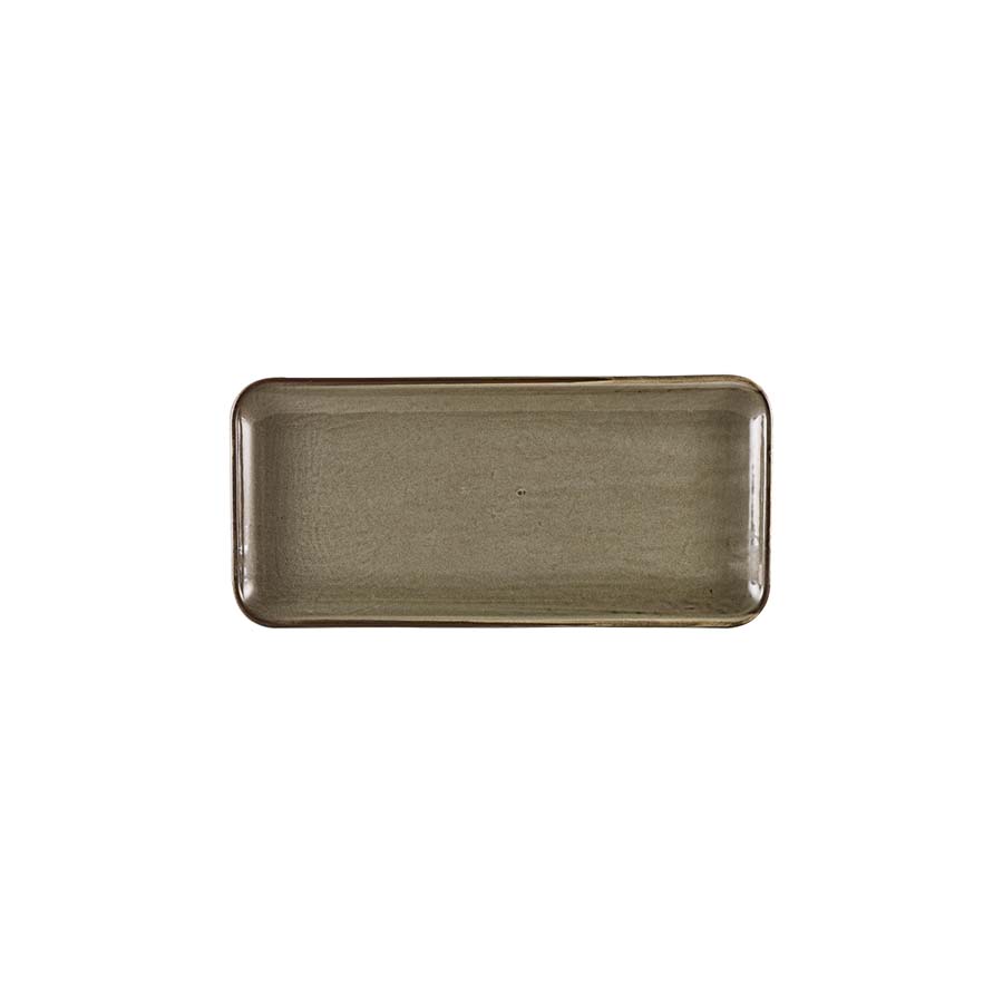 Genware Terra Porcelain Smoke Grey Narrow Rectangular Platter 36x16.5cm PK 1