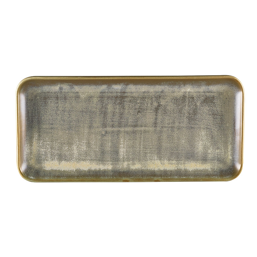 Genware Terra Porcelain Matte Grey Narrow Rectangular Platter 36x16.5cm PK 1