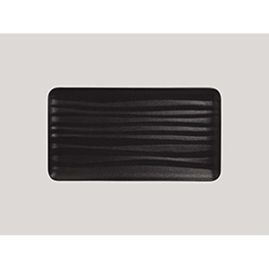Rak Shared Vitrified Porcelain Black Embossed Rectangular Platter 32.5x17.6cm PK 1