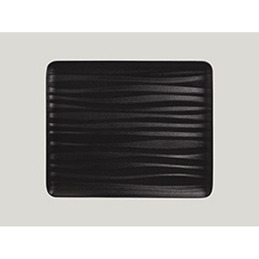 Rak Shared Vitrified Porcelain Black Embossed Rectangular Platter 32.5x26.5cm PK 1