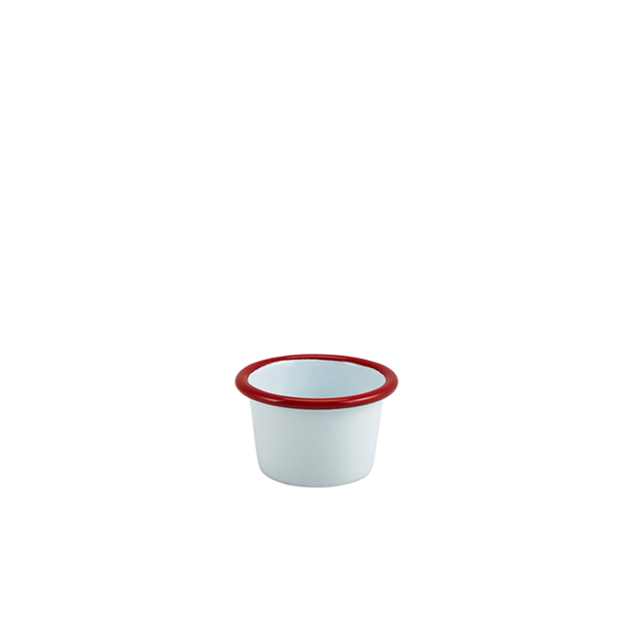 GenWare Enamel White With Red Rim Ramekin 7cm 9cl PK 1