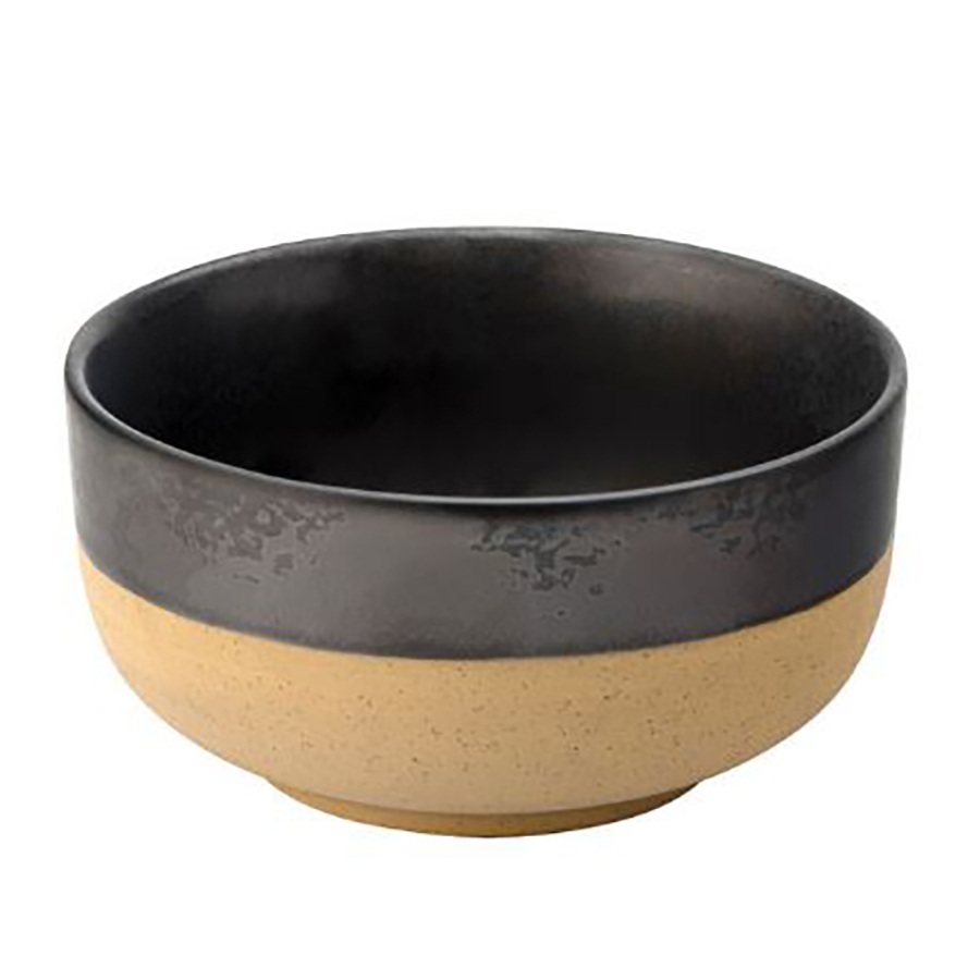 UTOPIA RAW BRN/BLK ROUND RICE BOWL 12.5CM 5IN PK 6