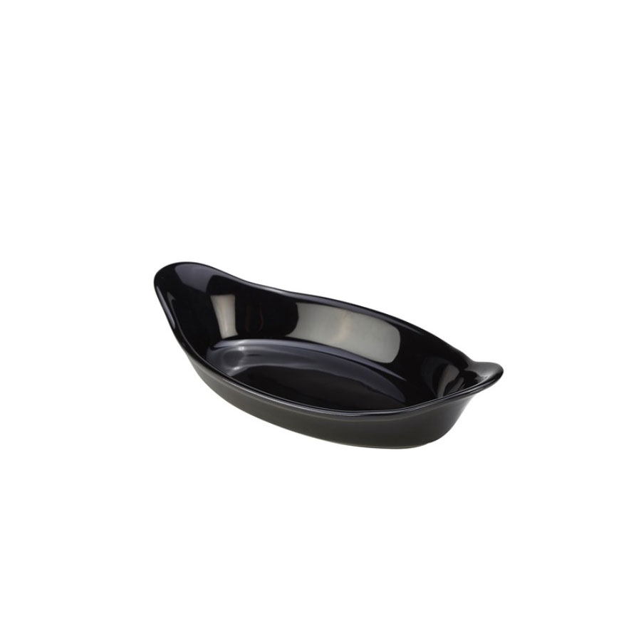 GENWARE STONEWARE BLACK OVAL EARED DISH 22CM 9.25OZ 26CL PK 4