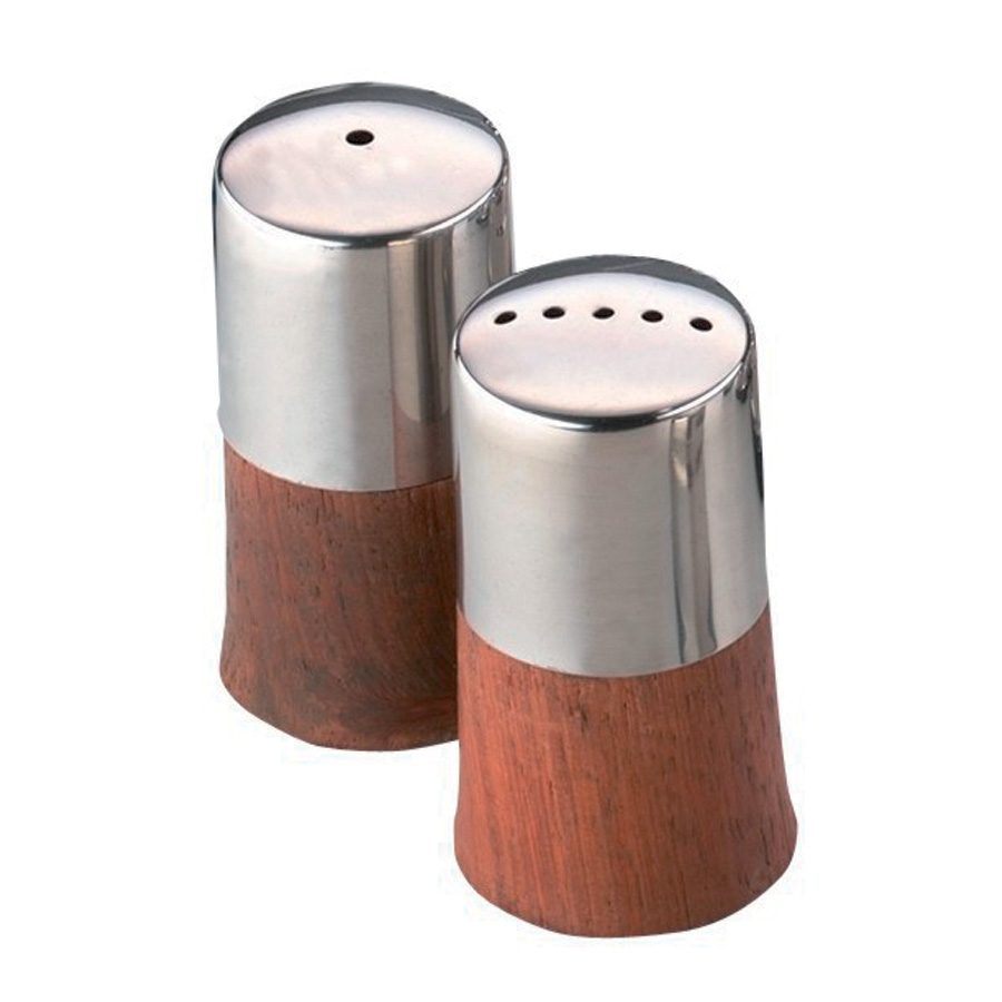 Salt & Pepper Wood & Stainless Steel 6cm PK 1