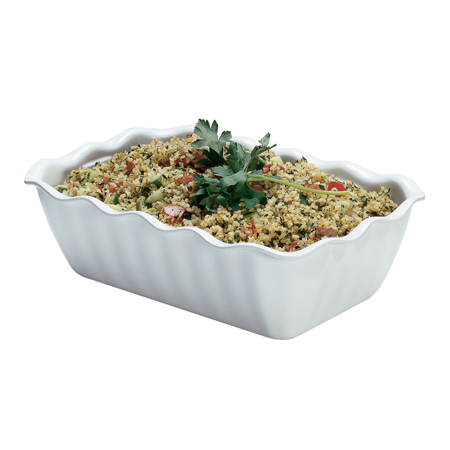 Cambro Tulip Deli White Rectangular Presentation Crock 17.5x26x8cm 2 Litre PK 1
