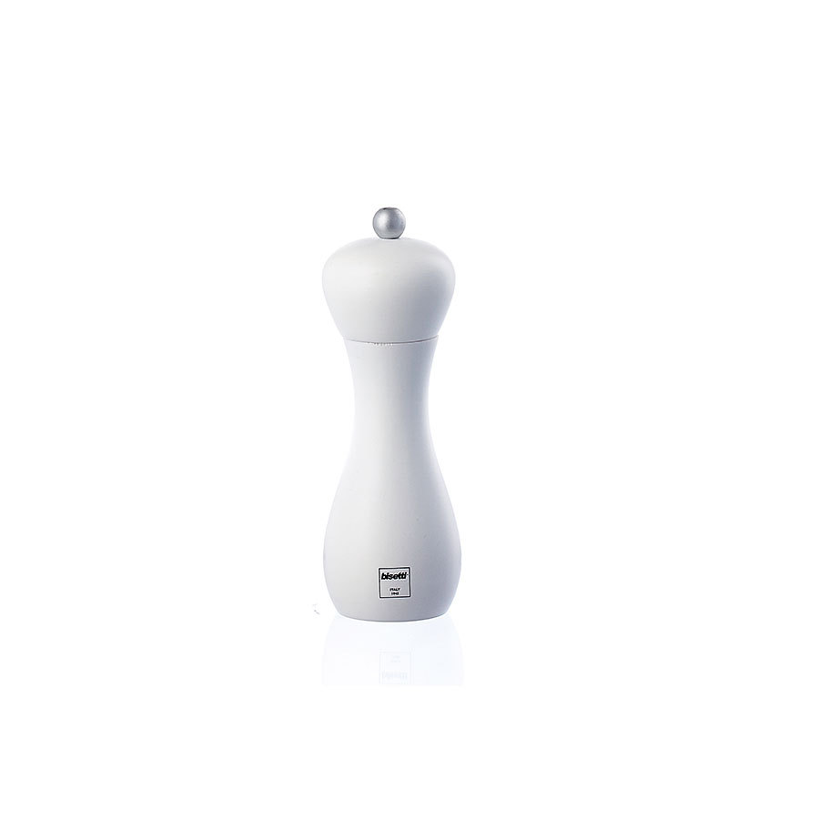 Bisetti Rimini White Lacquered Beechwood Salt Mill 18cm PK 1