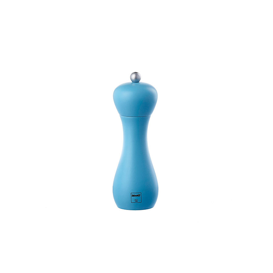 Bisetti Rimini Light Blue Lacquered Beechwood Pepper Mill 18cm PK 1