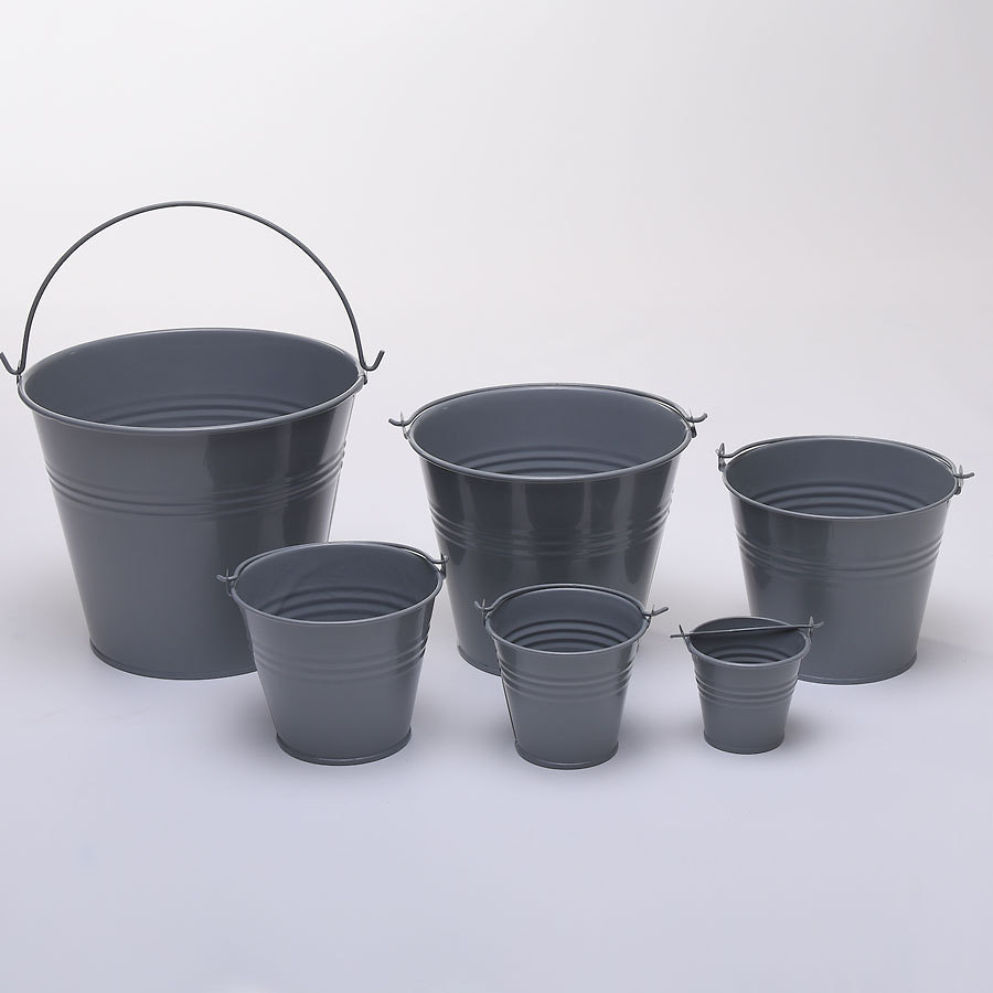 Craftmill French Grey Round Metal Bucket 18x15cm PK 1
