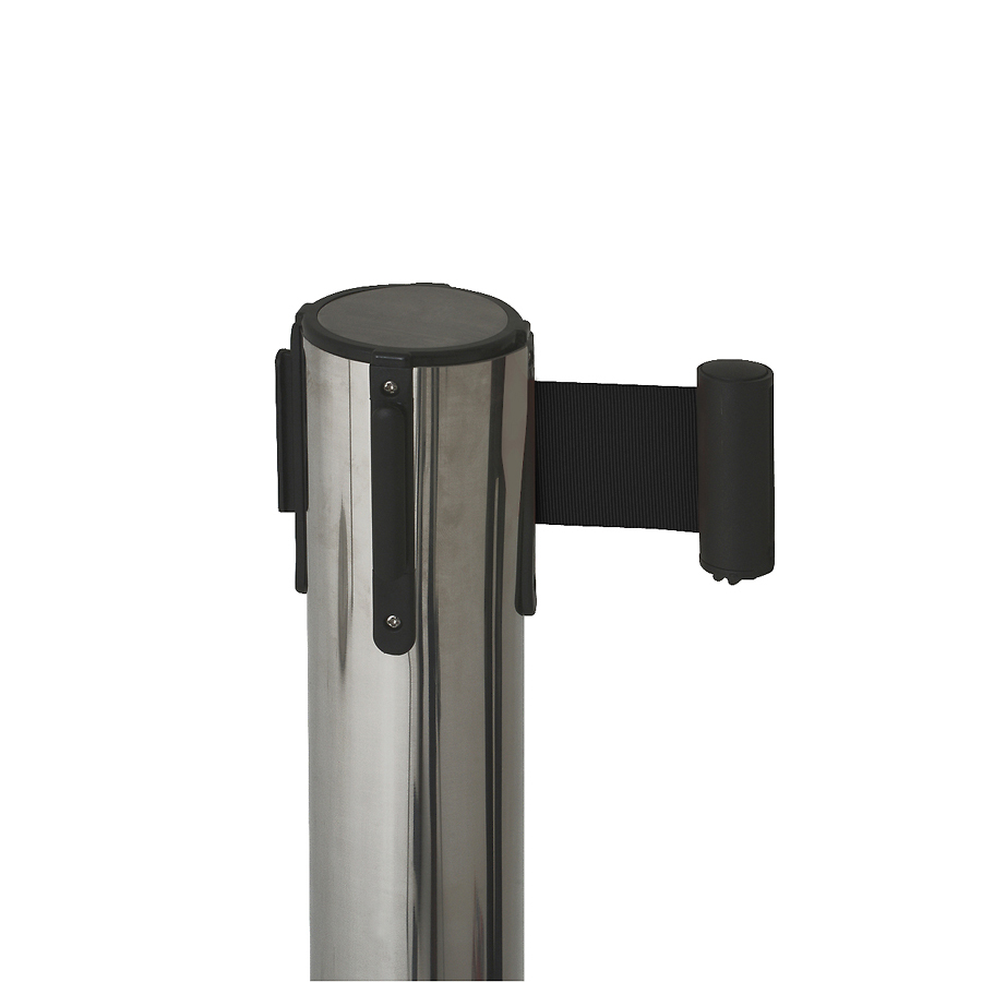 GENWARE STAINLESS STEEL BARRIER POST RETRACTABLE 2M BLACK BELT PK 2