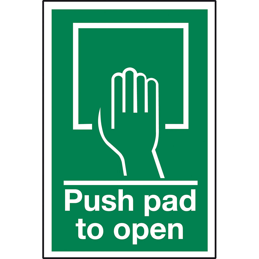 MILETA SAFETY SIGN - PUSH PAD TO OPEN SIGN 80X200MM