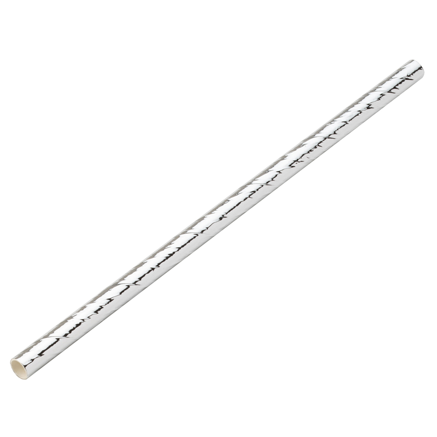 Paper Silver Cocktail Straw 5.5 Inch 14cm 5mm Bore PK 1