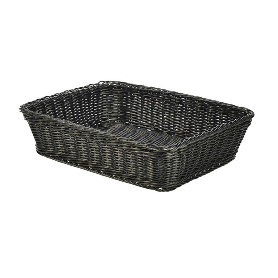 Genware Polywicker Black Rectangular Display Basket 36.5x29x9cm PK 1